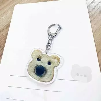 Yousheng Toast Cat Keychain Transparent Acrylic Thick Sling Lobster Clasp Keyring Car Bag Accessories Christmas Party Gift A