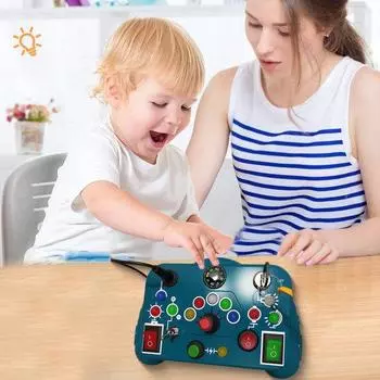 Yousheng Toddler Bisy Board со светодиодной подсветкой, детский компас, игрушка для путешествий, раннего развития, обучающая игровая машина жёлтый