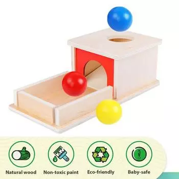 Yousheng Toddlers Деревянный ящик для игрушек, красочный мяч, вставка монет, игра для мелкой моторики, развивающая сенсорная игрушка, ящик для хранения монет, мячей, подарок для мальчиков и девочек A