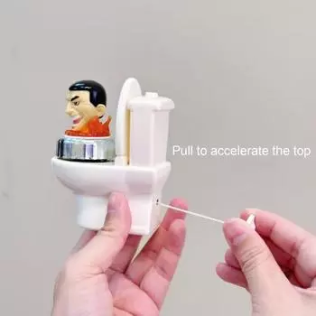 Yousheng Toilet Mystery Spinner Toy с сюрпризом, всплывающей кнопкой, механизмом для тяги на веревке, интерактивный игровой набор для мальчиков серый