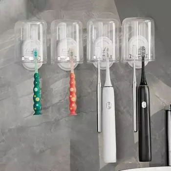 Yousheng Toothbrush Rack Wall-Mounted Holder No-Punch Installation Double-Clip Design Efficient Drainage Versatile Toothbrush Storage Organizer