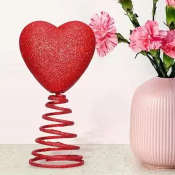 Yousheng Tree Topper Heart Red Glitter Heart Decoration ко Дню святого Валентина Red Heart Tree Topper для мини-валентинок Home Party Decor красный