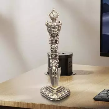 Yousheng Трехликий латунный пестик ваджра статуэтка резная буддийская статуэтка пестик пхурба металлическая скульптура украшение для домашнего офиса настольный орнамент 1pc