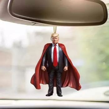 Yousheng Trump Car Pendant Acrylic Car Interior Decor 2D Car Rearview Mirror Decorative Pendant for Supporters Office Home Christmas