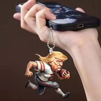 Yousheng Trump Рождественская подвеска для автомобиля Акриловое изображение Трампа Подвесное украшение с цепочкой из бусин Забавное двухстороннее украшение для автомобильной елки Домашний декор