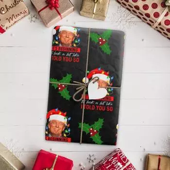 Yousheng Trump Wrapping Paper Trump Themed Christmas Gift Wrap President Holiday Gift Packaging Paper Gift for Trump Supporters S зелёный