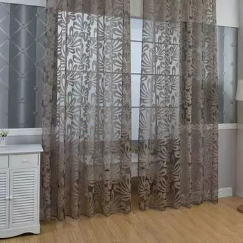 Yousheng Тюль Шторы Тонкие Дышащие Полиэстер Цветочный Узор Полупрозрачные Оконные Шторы Для Спальни