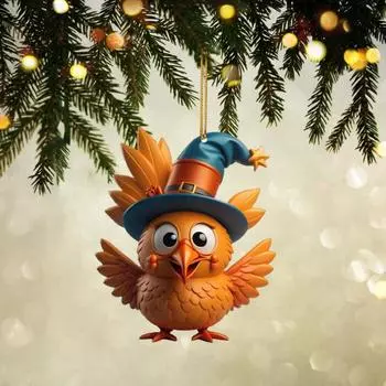 Yousheng Turkey Подвеска 2D Плоская акриловая подвеска в виде цыпленка, украшение в виде милой мультяшной шляпы, подвеска в виде цыпленка для украшения дома, дерева, автомобиля 3