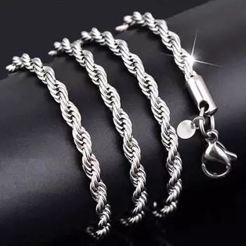 Yousheng Twisted Rope Chain ожерелье браслет комплект серебряный металл массивная цепочка ювелирные изделия для женщин мужчин на Рождество День святого Валентина подарки на день рождения серебряный