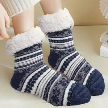 Yousheng ультра-толстые кашемировые носки-тапочки зимние теплые пушистые домашние носки с нескользящими силиконовыми ручками для женщин и мужчин 40-45