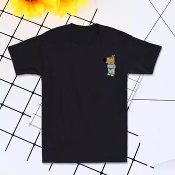 Yousheng Унисекс Летняя футболка с рисунком из мультфильма Chill Guy Graphic Свободный круглый вырез с короткими рукавами Пуловер Топ Повседневная школьная спортивная одежда M белый