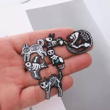 Yousheng унисекс ретро птица кошка скелет эмалированная брошь значок на булавке джинсовая куртка воротник значок