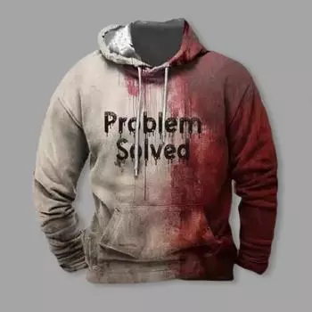 Yousheng унисекс толстовка с капюшоном принт кровавое пятно Хэллоуин дом с привидениями косплей топ завязками капюшон карман длинные рукава свободная толстовка XL