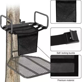 Yousheng Universal Tree Stand Seat Ladder Tree Stand Seat Replacement with Pocket Tree Stand Mesh Seat with Adjustable Strap For All Wood Stands чёрный