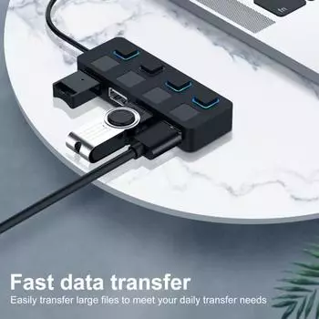 Yousheng USB 2.0 концентратор 4 порта расширитель адаптер питания удлинитель жесткого диска концентратор мульти разветвитель адаптер для ноутбука ПК Windows чёрный