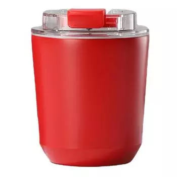 Yousheng Вакуумная изоляционная чашка из нержавеющей стали с силиконовой крышкой Изолированный стакан Дорожная кофейная кружка Герметичный многоразовый стакан для кофе с двойными стенками 280ml красный