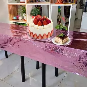 Yousheng Вечеринки События Одноразовая Скатерть Радужного Цвета Светоотражающая Сменная Легко Чистить Покрытие Стола серебряный