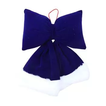 Yousheng Velvet Christmas Bow Large Plush Stuffed Christmas Tree Hanging Bow with Fluffy White Fur Trim for Holiday Tree Fireplace Party Decoration S