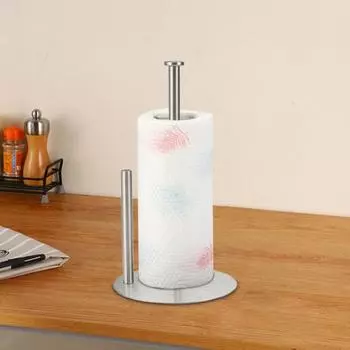 Yousheng Вертикальный держатель для салфеток Подставка для бумажных полотенец с противоскользящим утяжеленным основанием Отдельно стоящая вешалка для бумажных полотенец на кухонную столешницу чёрный