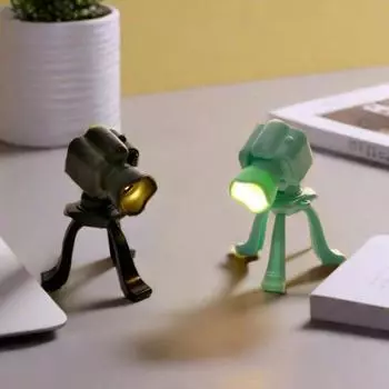 Yousheng Vintage Camera Night Lamp Battery Powered Mini Desk Light Home Office Bedroom Kids Room Bedside Decorated LED Table Light циан