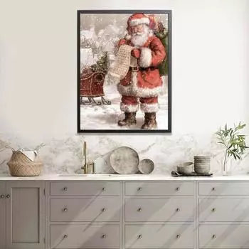 Yousheng Vintage Christmas Poster Unframed Wall Art Canvas Poster Santa Pine Tree Snowmen Праздничный постер для спальни, гостиной, столовой S A