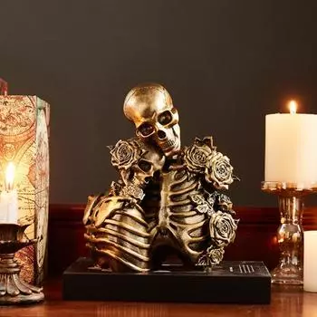Yousheng Винтажная готическая фигурка скелета пары Хэллоуин Роза Череп смоляная статуя скульптура домашний офис настольное украшение фестиваль украшение для вечеринки C