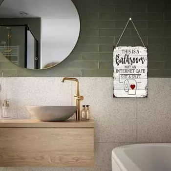Yousheng Винтажный деревянный знак Саркастический подвесной знак для вечеринки настенный художественный декор знак для посторонних лиц ванная комната двор декор 1pc