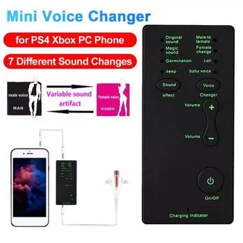 Yousheng Voice Changer Микрофон 7 изменений звука Мобильный компьютер Планшет Драйверы не нужны Мужчина Женщина Девушка Ребенок Глубокий голос для звонков Онлайн-игры чёрный