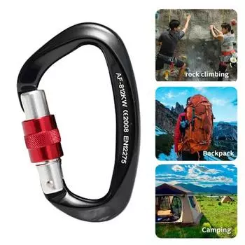Yousheng Восхождение Карабин Винт Ворота Блокировка Сверхмощный 812KW 25KN Авиационное Алюминиевое D-образное Кольцо Открытый Туризм Карабин Зажим Защитная Пряжка оранжевый