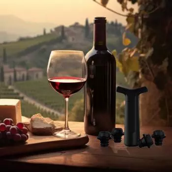 Yousheng вакуумный насос для хранения вина с 4 пробками, многоразовый укупорщик бутылок, система сохранения вина для свежести до 10 дней, подарочные аксессуары для вина чёрный