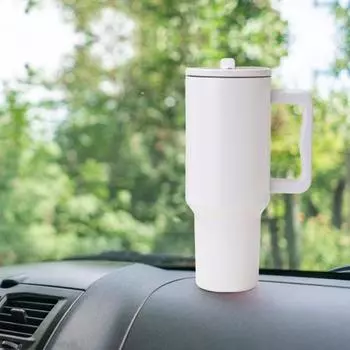 Yousheng вакуумный стакан из нержавеющей стали с ручкой, крышкой, соломинкой, большой емкостью 40 унций, кофейный стакан для дома, автомобиля, улицы белый