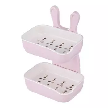 Yousheng Wall Mounted Soap Dish Double Layer Design Strong Load-bearing Easy Installation Sponge Holder Bathroom Soap Rack розовый