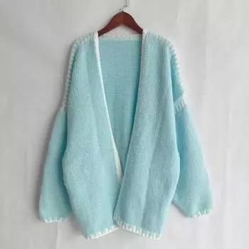 Yousheng весна-осень женское пальто трикотажное толстое свободное с длинными рукавами кардиган однотонный теплый повседневный рабочий свитер куртка для улицы S розы красного