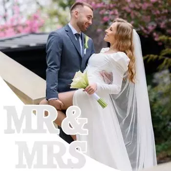 Yousheng White Mr & Mrs Знаки Свадебные Буквы Украшения Отдельностоящие Романтические Украшения Стола Для Девичников Юбилеев Помолвок 1 Set