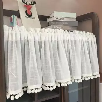 Yousheng Window Panel Sheer с кисточками Моющиеся полиэстеровые стеклянные двери Короткие занавески Домашний декор 145*45cm белый