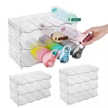 Yousheng Wine Rack Water Bottle Organizer Large Capacity Stackable Easy Assembly Space-Saving Organizer Countertop Wine Rack A