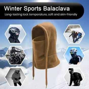 Yousheng Winter Balaclava Fleece Теплая лыжная подушка для лица в холодную погоду ветрозащитная шапка с капюшоном для мальчиков и девочек для велоспорта, катания на лыжах, пешего туризма чёрный