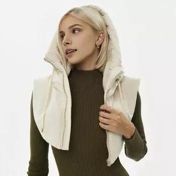 Yousheng Winter Ultralight Down Hooded Hat Coat Neck Воротник Застежка-молния Drawstring Men Теплый Кольцо Шарф Балаклава Шапка Пальто Шарф Короткая Майка L оранжевый