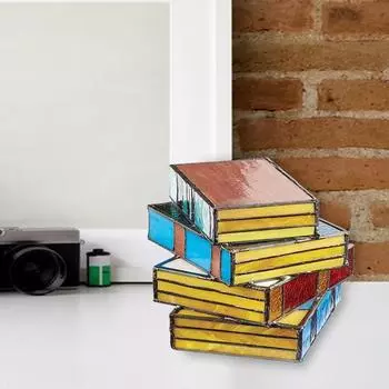 Yousheng витражная стеклянная многоярусная лампа для книг уникальная форма без мерцания ретро-стиль ночник для книг светодиодный ночник настольный декор 2