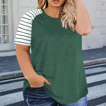 Yousheng Women T-shirt Round Neck Raglan Short Sleeve Tee Shirt Plus Size Loose Fit Basic Tops Summer Casual Wear XXL розовый
