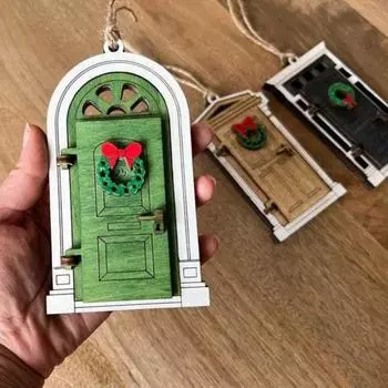 Yousheng Wood Crafts Fairy Door Garden Tree Woodsy Decor Outdoor Wood Gate Hanging Pendent Wooden Elf Door Enchanting Garden Accessories B