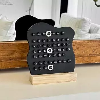 Yousheng Wood Perpetual Calendar Настольный акриловый календарь Подставка для календаря Неделя Месяц День Дисплей Настольный декор для домашнего офиса магазина бара белый