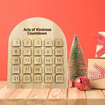 Yousheng Wooden Christmas Advent Calendar 25 Days Acts of Kindness Countdown Calendar Rustic Holiday Advent Calendar for Table Decoration зелёный