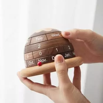 Yousheng Wooden Planet Perpetual Настольный календарь с прочным основанием, дата, неделя, месяц, домашний офис, спальня, вращающийся календарь, украшение для рабочего стола
