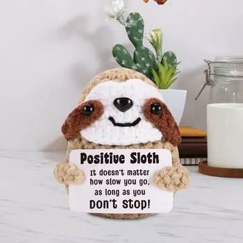 Yousheng вязаная крючком ленивец мини позитивная кукла ленивец с поощрительной открыткой эмоциональный подъем поддержка ленивый подарок для друзей семьи коричневый