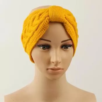 Yousheng вязаная повязка на голову однотонная скрученная текстура бант украшение эластичная лента утолщенная плюшевая подкладка повязка на голову темно-серого