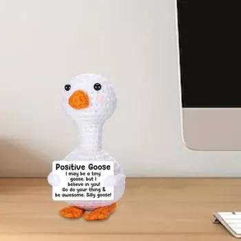Yousheng вязаный крючком гусь украшение яркий цвет статуэтка гуся детская игрушка украшение привлекательное украшение для домашнего офиса рабочего стола белый