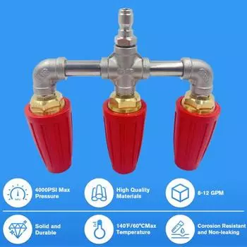 Yousheng вращающаяся насадка тройная насадка для мойки высокого давления запасной наконечник 4000psi вращающаяся насадка для мойки пола и окон синий