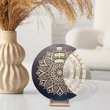 Yousheng вращающийся деревянный вечный настольный календарь с прочным основанием, дата, неделя, месяц, настенный календарь для домашнего офиса, спальни, украшение