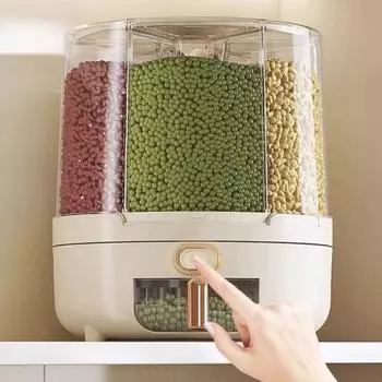 Yousheng вращающийся на 360 градусов дозатор хлопьев контейнер для риса с крышкой большой емкости несколько отсеков органайзер для хранения зерна S